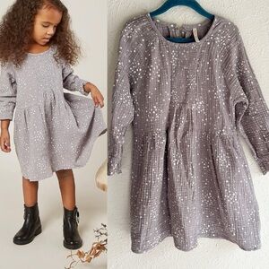 Rylee + Cru Sadie Moondust Gray Gauze Dress 6-7Y